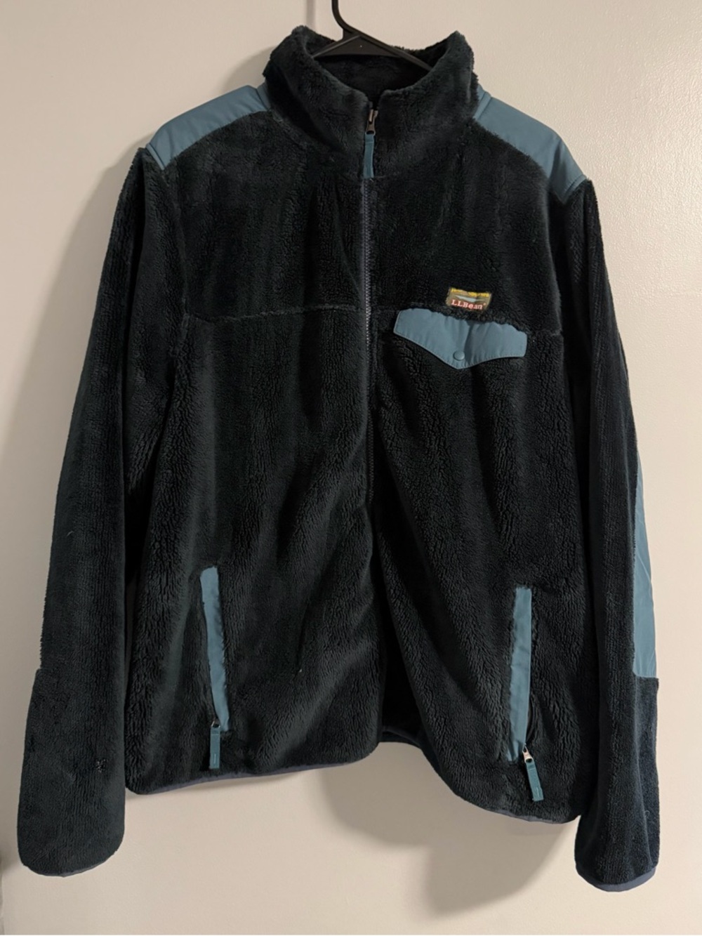 L.L. Bean Black Fleece Jacket with Blue Trim